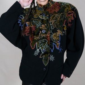 Iconic Byblos Embroidered/Beaded Wool Bomber Jacket Size US 10